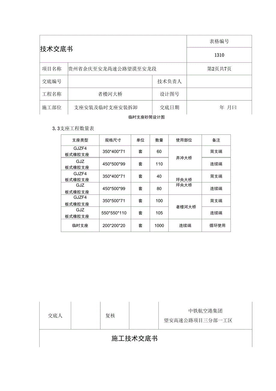 者楼河大桥支座安装技术交底_第2页