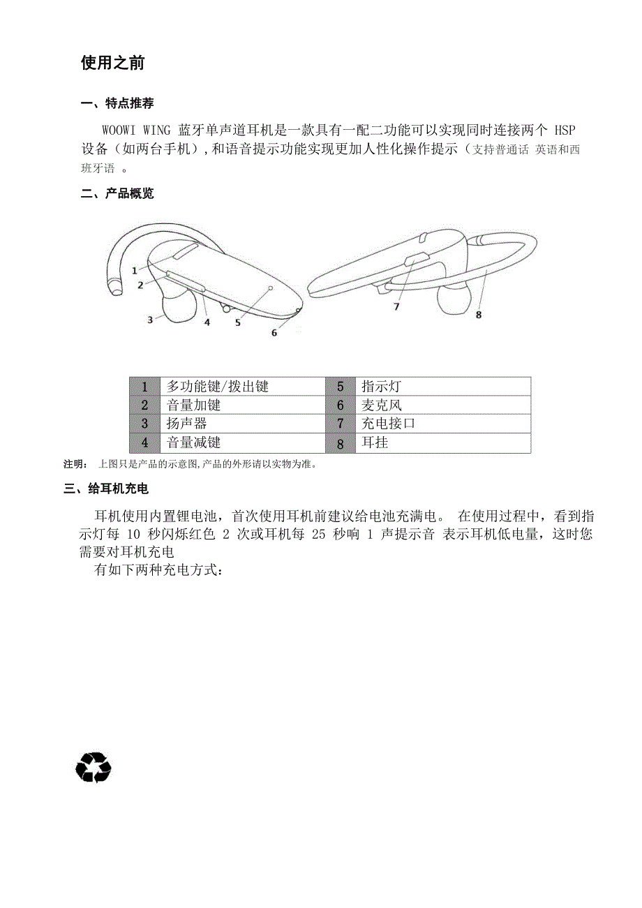 吾爱woowi 灵翼蓝牙耳机 说明书_第1页