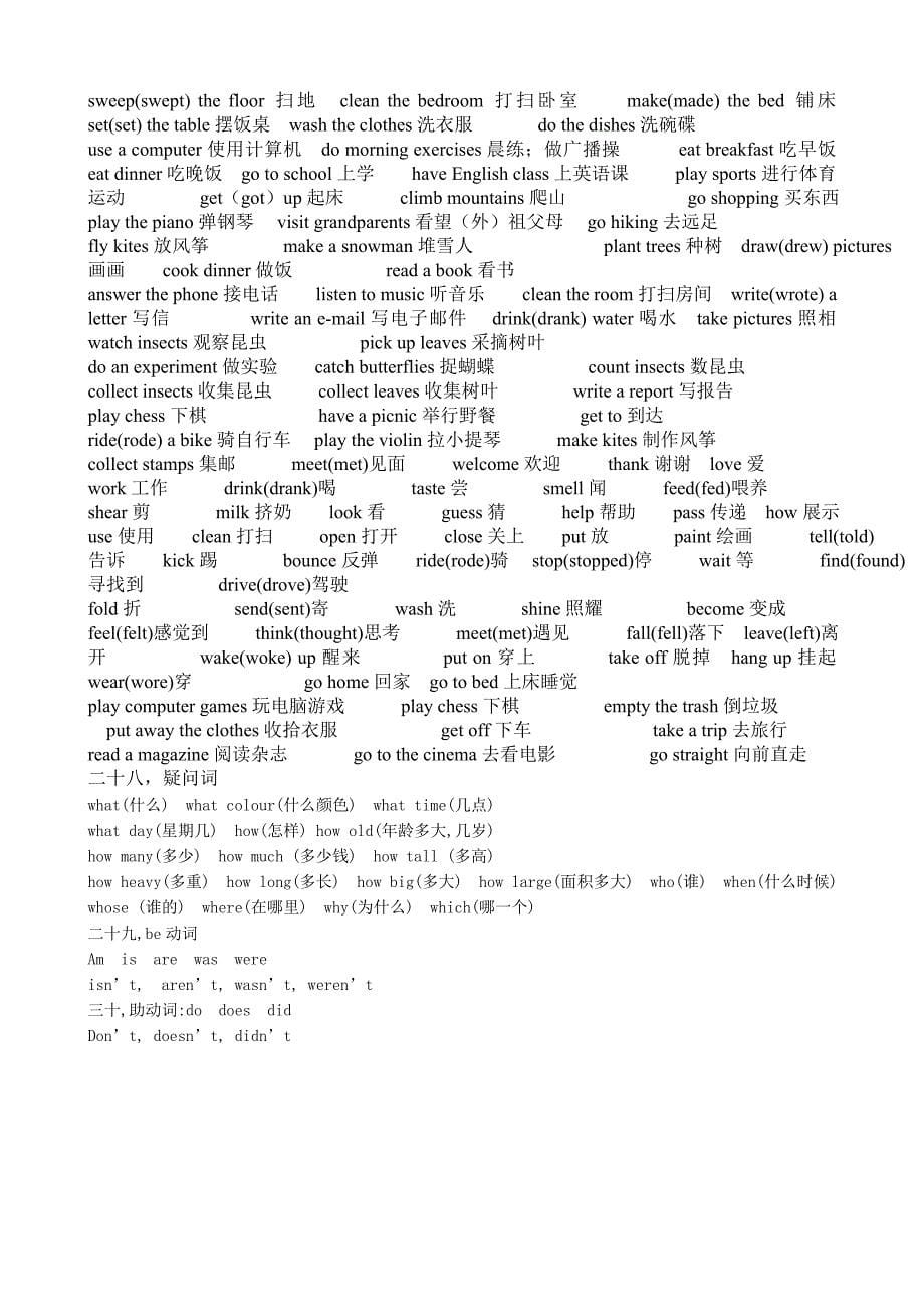 小学英语单词归类表_第5页