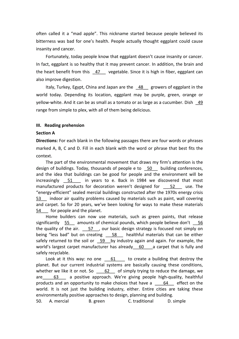 2022年高三上学期期末质量抽查考试（英语）_第5页