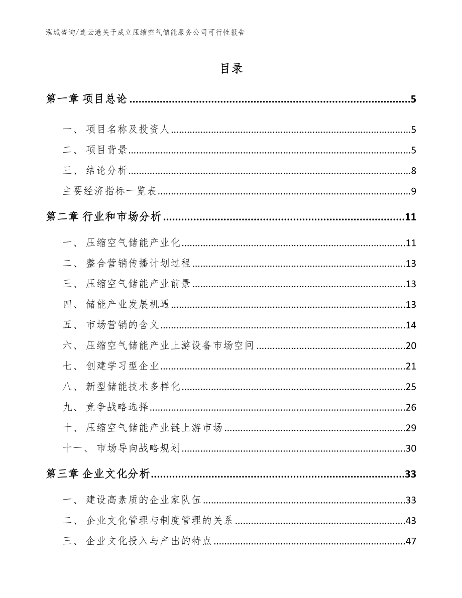 连云港关于成立压缩空气储能服务公司可行性报告_第1页