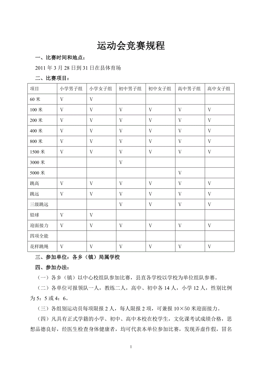 汝阳县2011年小学生曙光中学生晨光运动会.doc_第2页