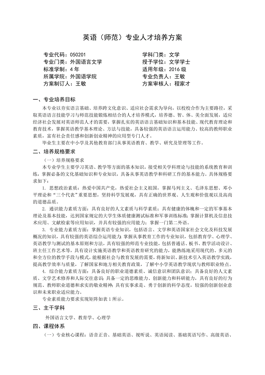 英语师范专业人才培养方案_第1页