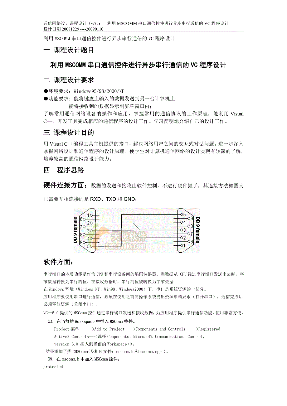 通信网络设计课程设计利用MSCOMM串口通信控件进行异步串行通信的VC程序设计_第1页