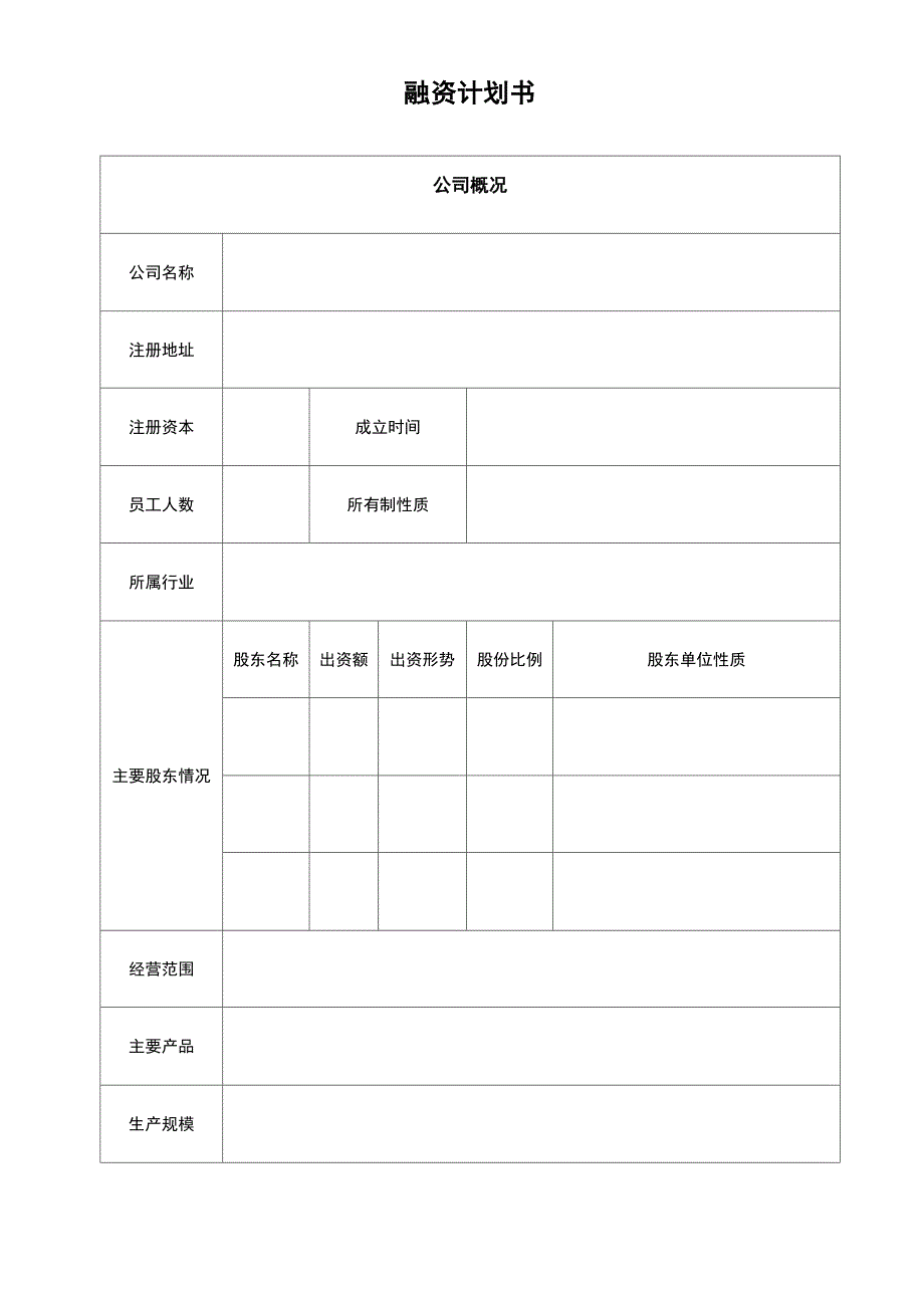 融资计划表格_第1页
