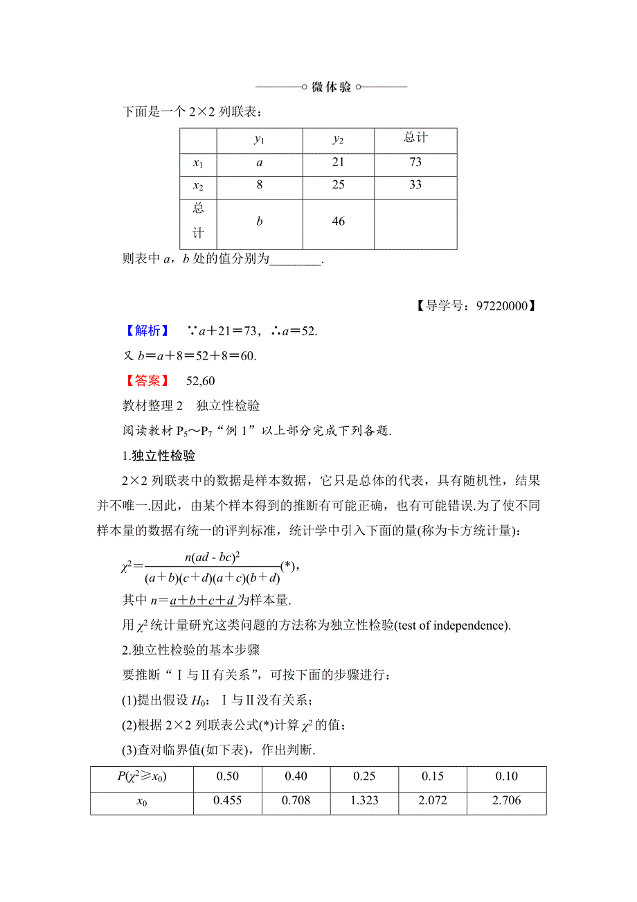 精品高中数学苏教版选修12学案：1.1　独立性检验 Word版含解析_第2页