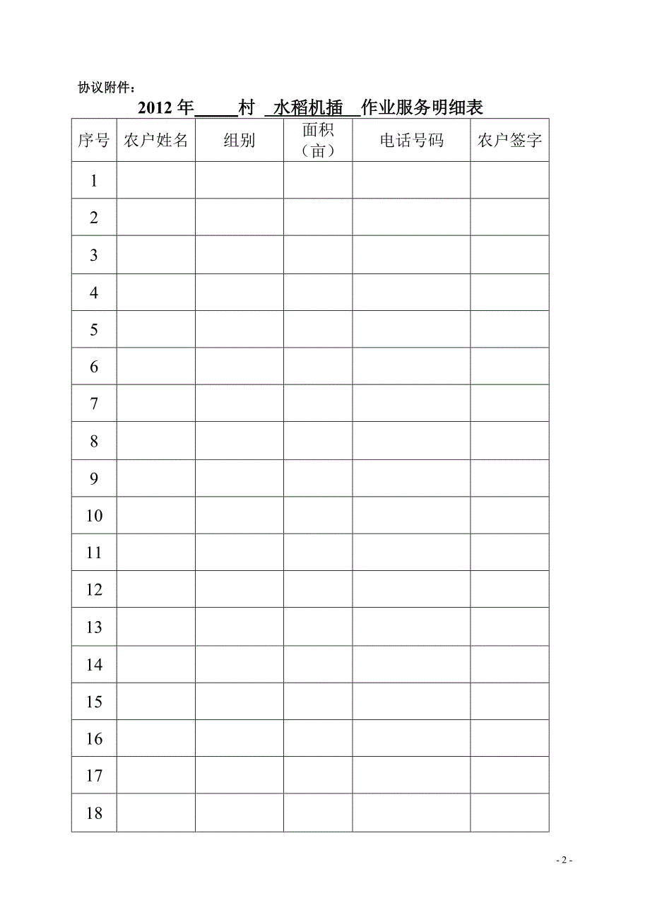 水稻机插、油菜机收作业服务协议_第2页