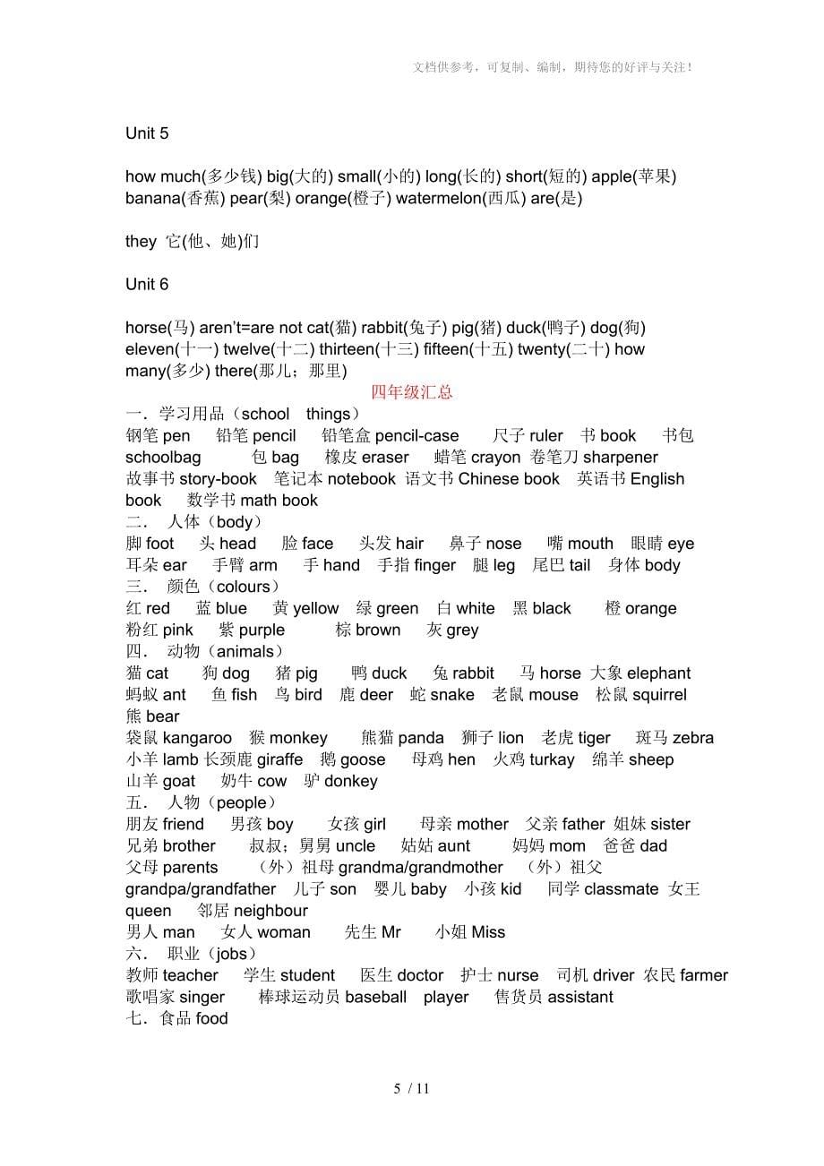 小学英语单词表PEP_第5页