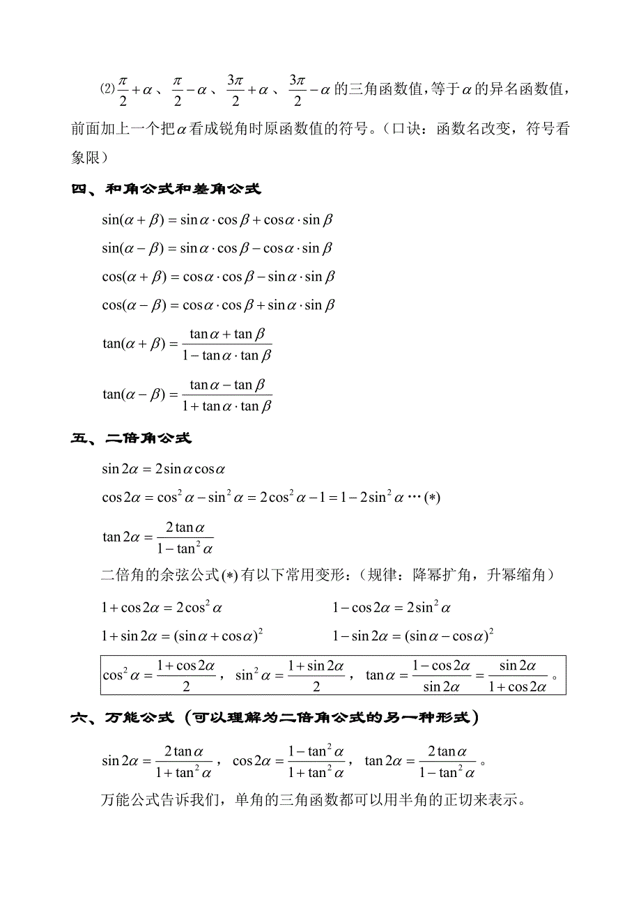 三角公式汇总_第2页