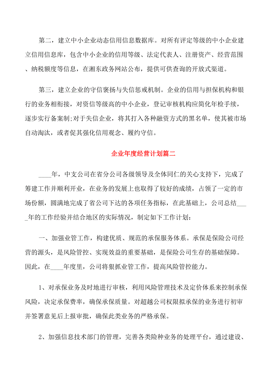 企业年度经营计划模板_第2页