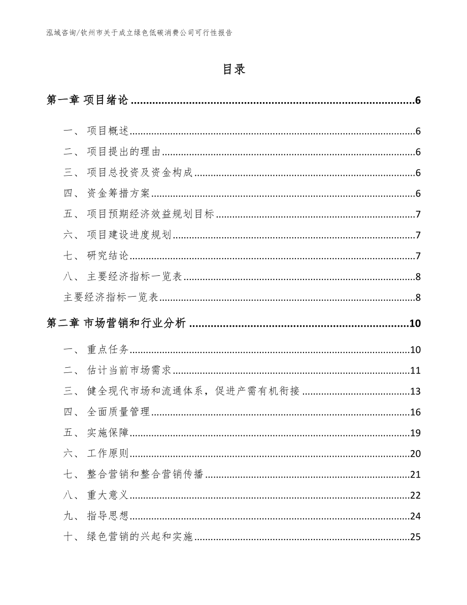 钦州市关于成立绿色低碳消费公司可行性报告【参考模板】_第1页