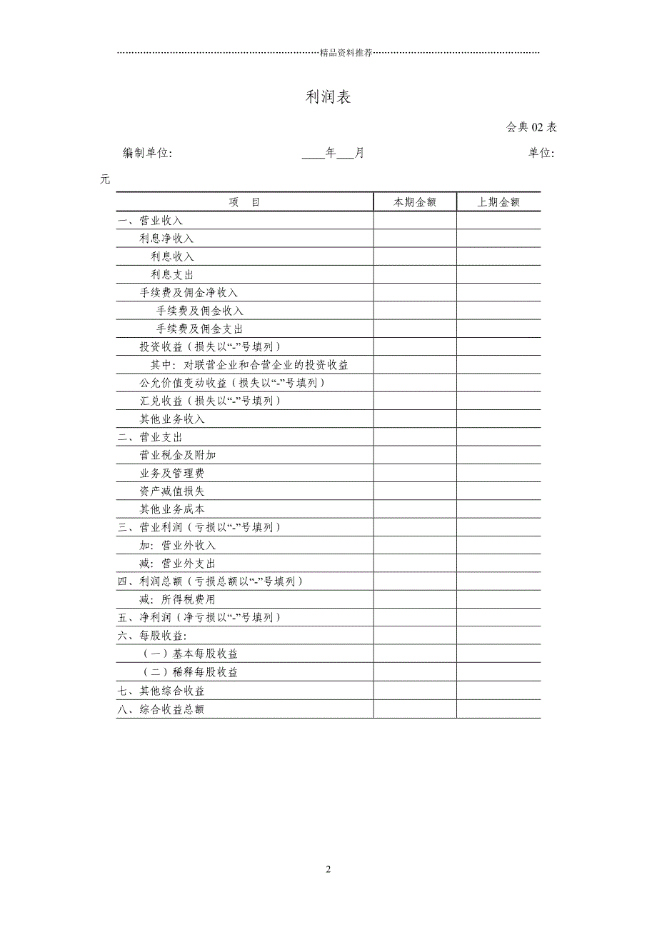 典当企业执行《企业会计准则》的财务报表格式（DOC6页）精编版_第2页