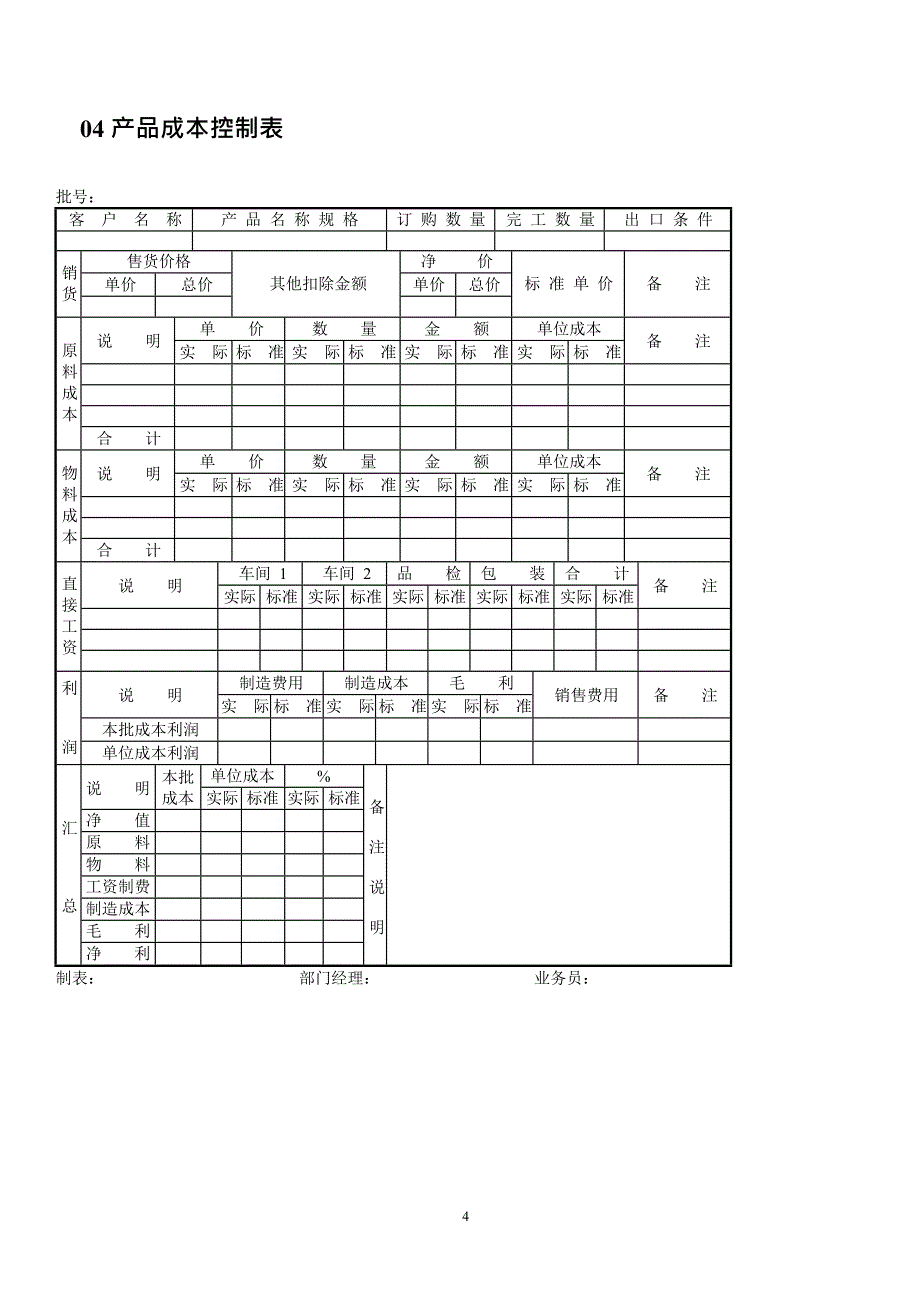 工业企业成本核算表汇总表(最新整理)_第4页