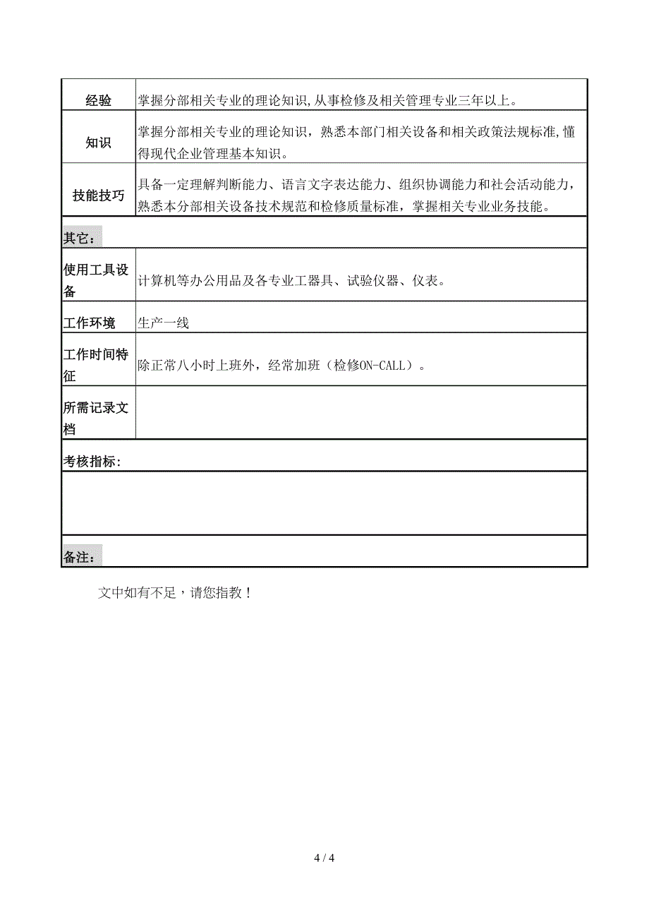 检修主管岗位说明书(1)_第4页