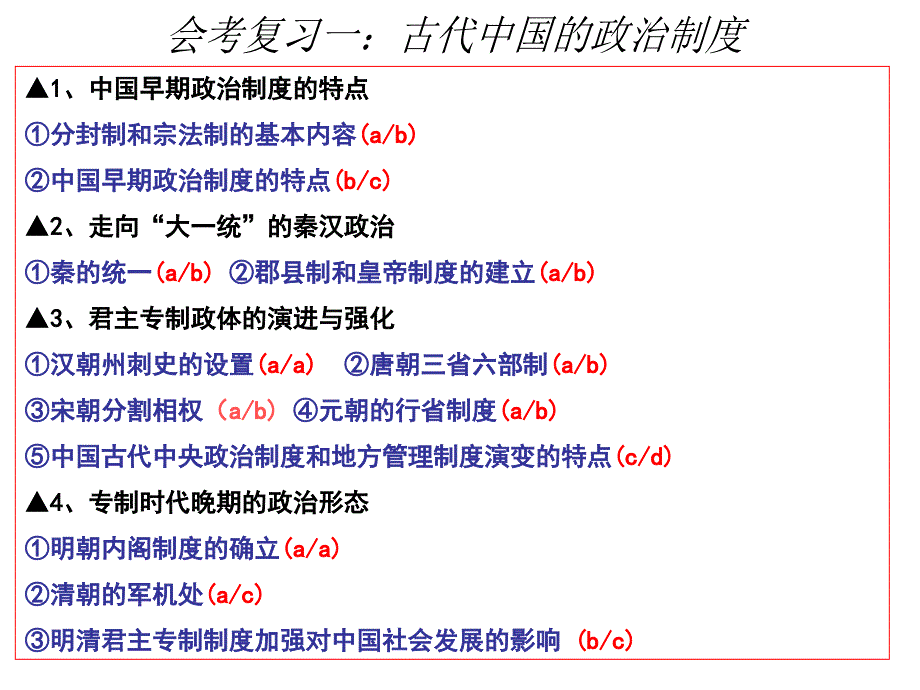 历史会考复习专题一古代中国的政治制度_第1页