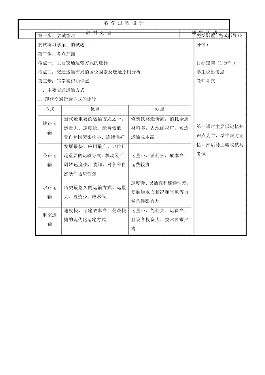 精编辽宁省本溪满族自治县高级中学人教版地理必修二5.1交通运输方式和布局 教案_第2页