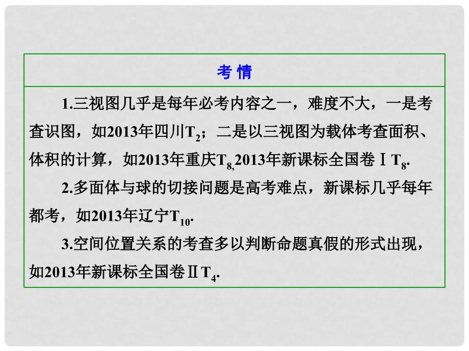 高考数学二轮专题突破辅导与测试 第1部分 专题四 第一讲 空间几何体选择、填空题型课件 文（核心考点突破+高考热点透析含真题）_第3页