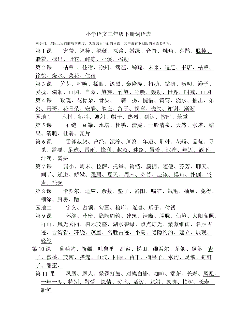 小学语文二年级下册词语表.doc_第1页