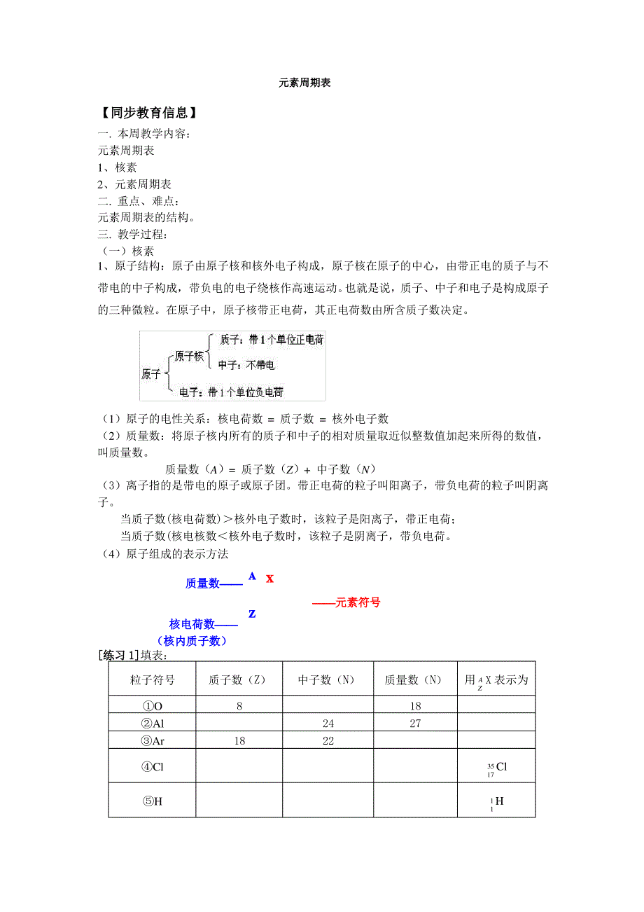 高一必修2化学元素周期表教案_第1页