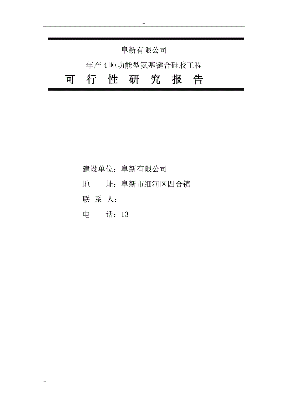 4吨功能型氨基键合硅胶工程建设项目可行性研究报告-优秀甲级资质资金申请.doc_第1页