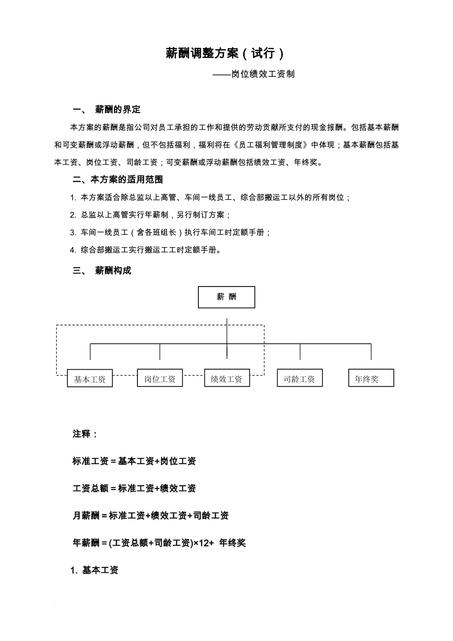 薪酬管理_薪酬调整方案_第1页