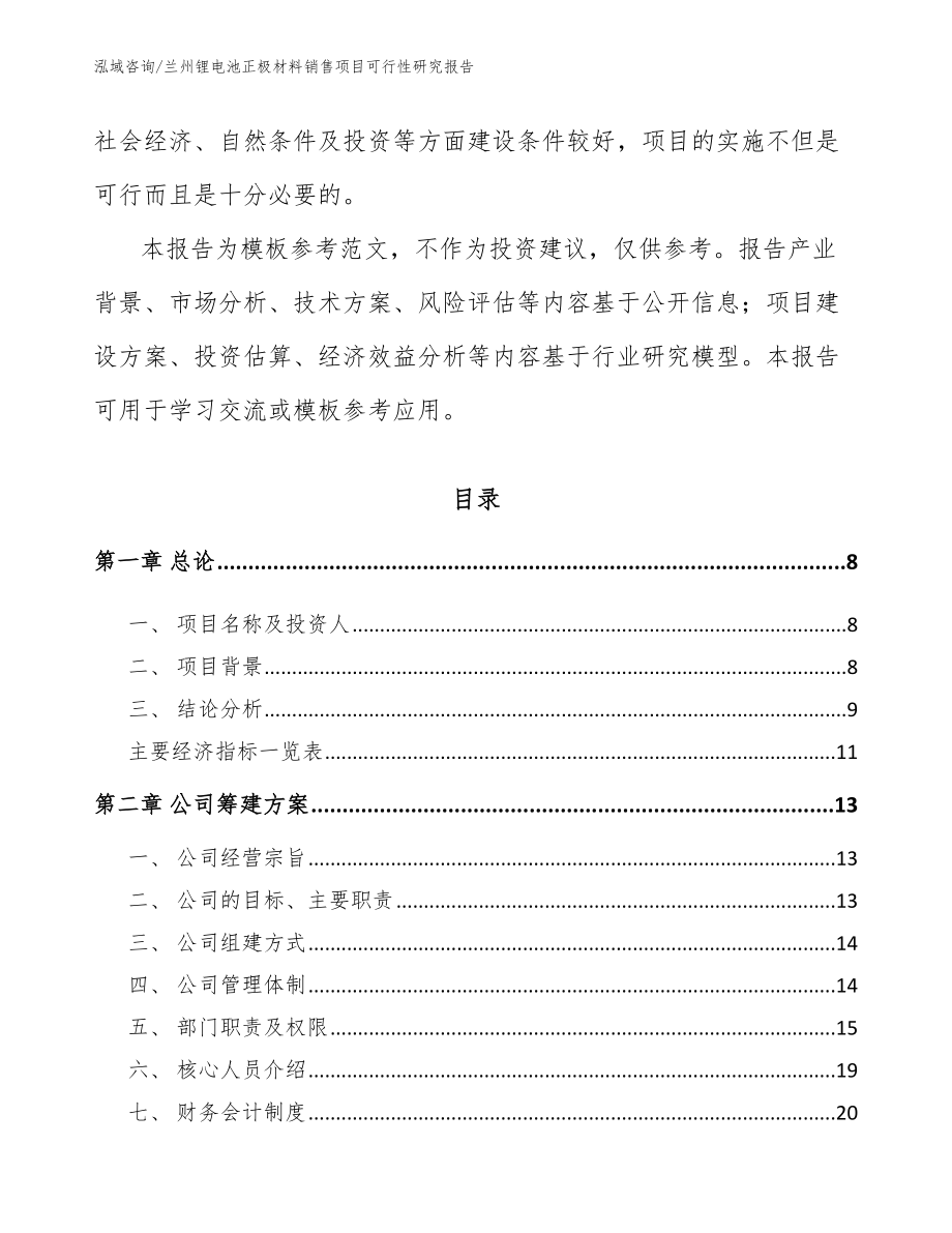 兰州锂电池正极材料销售项目可行性研究报告（参考模板）_第3页