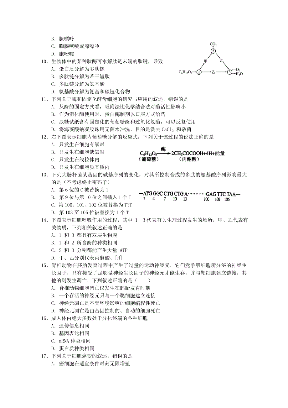 2013年高三生物5月份百题精练（2）_第2页