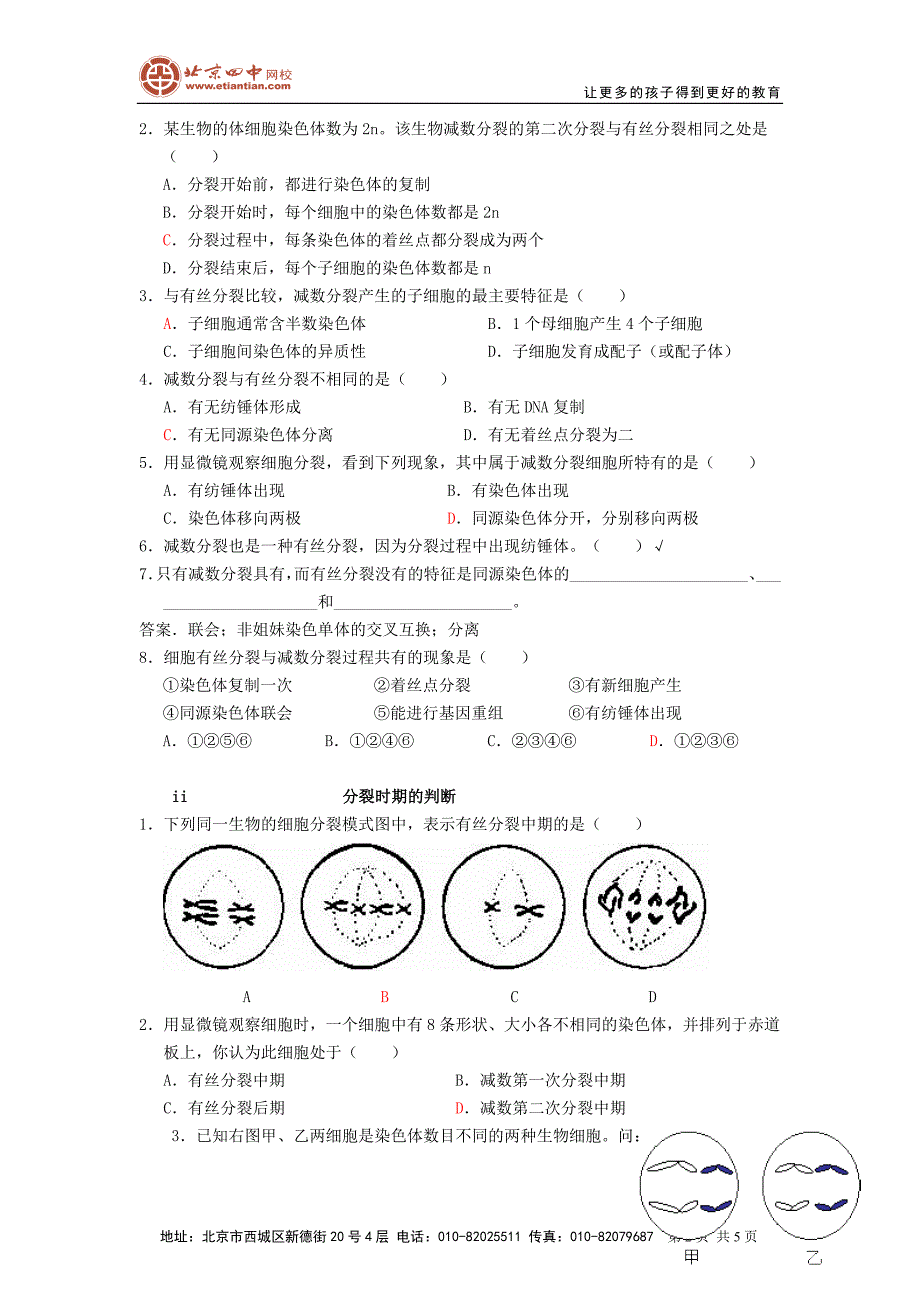 减数分裂和有丝分裂_第2页