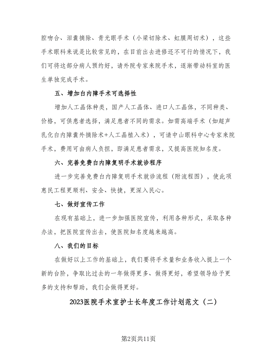 2023医院手术室护士长年度工作计划范文（四篇）.doc_第2页