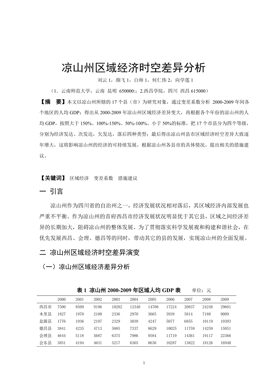 凉山州区域经济时空差异分析_第1页