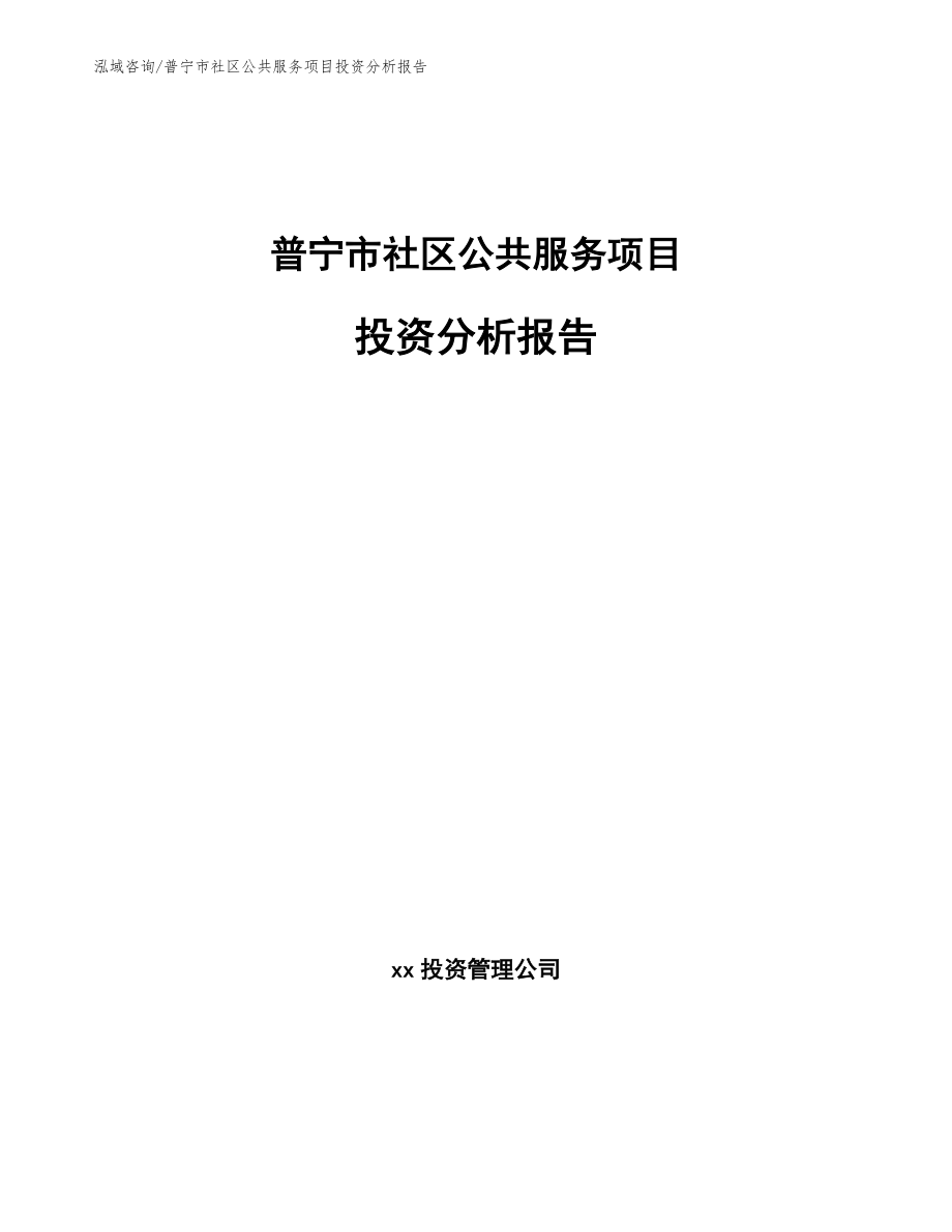 普宁市社区公共服务项目投资分析报告_参考范文_第1页