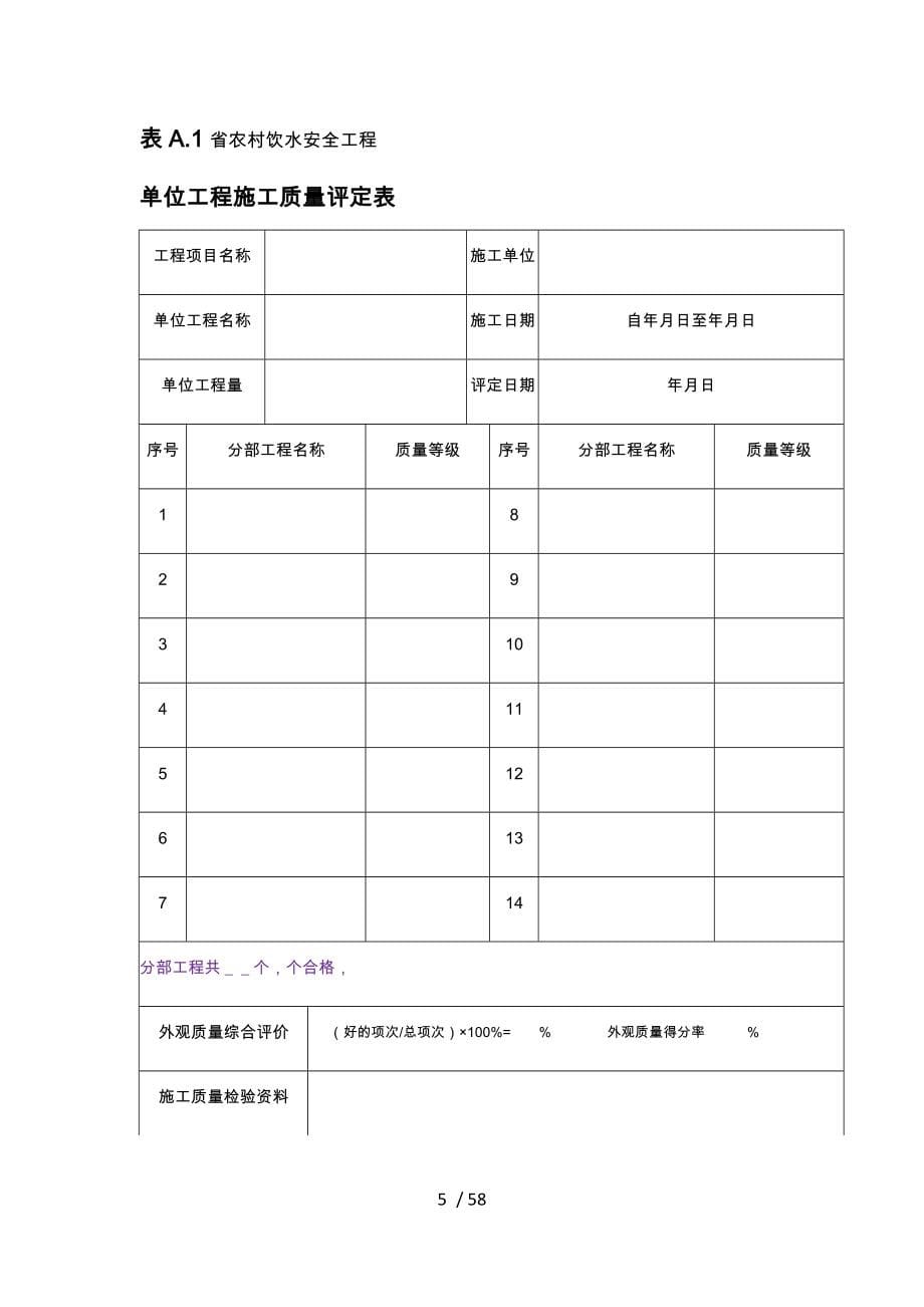 农村饮水安全工程施工质量评定表与填表说(待定稿109)_第5页