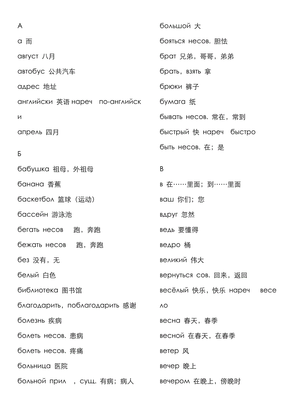2023年新版俄语考试常用必背单词_第1页