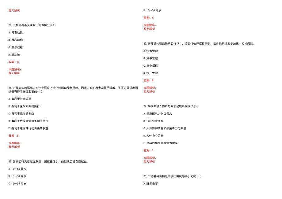 2022年02月福建福州市高校毕业生供需见面会暨博士对接洽谈会市属卫生计生招聘325人(一)历年参考题库答案解析_第5页