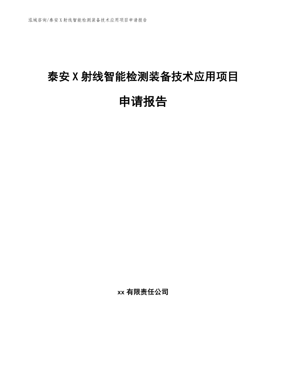 泰安X射线智能检测装备技术应用项目申请报告_第1页