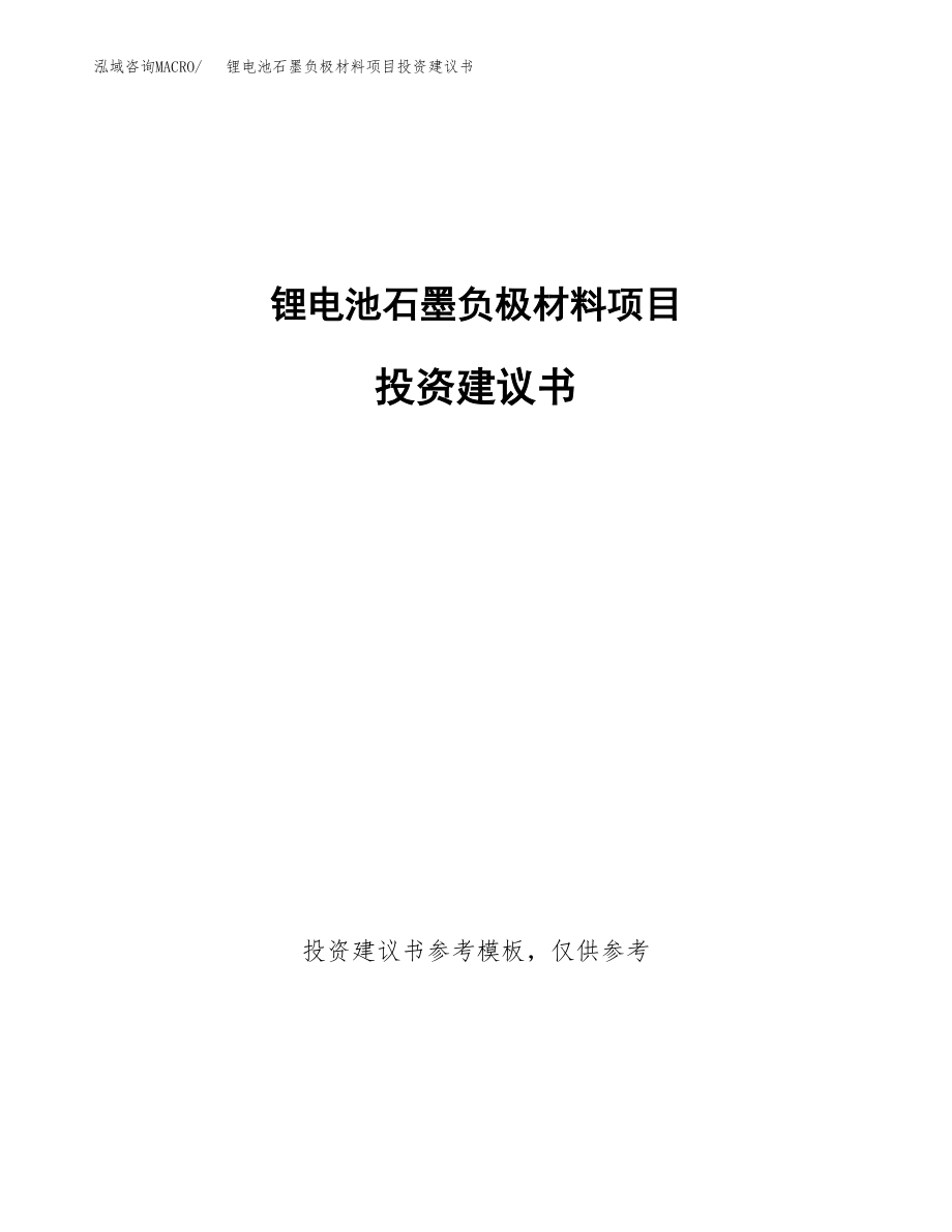 锂电池石墨负极材料项目投资建议书.docx_第1页