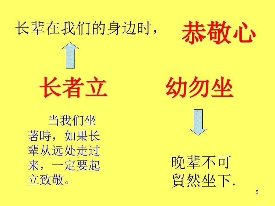 弟子规第二轮第十讲教案长者立幼勿坐长者坐命乃坐尊长前声要低低不闻却非宜_第5页