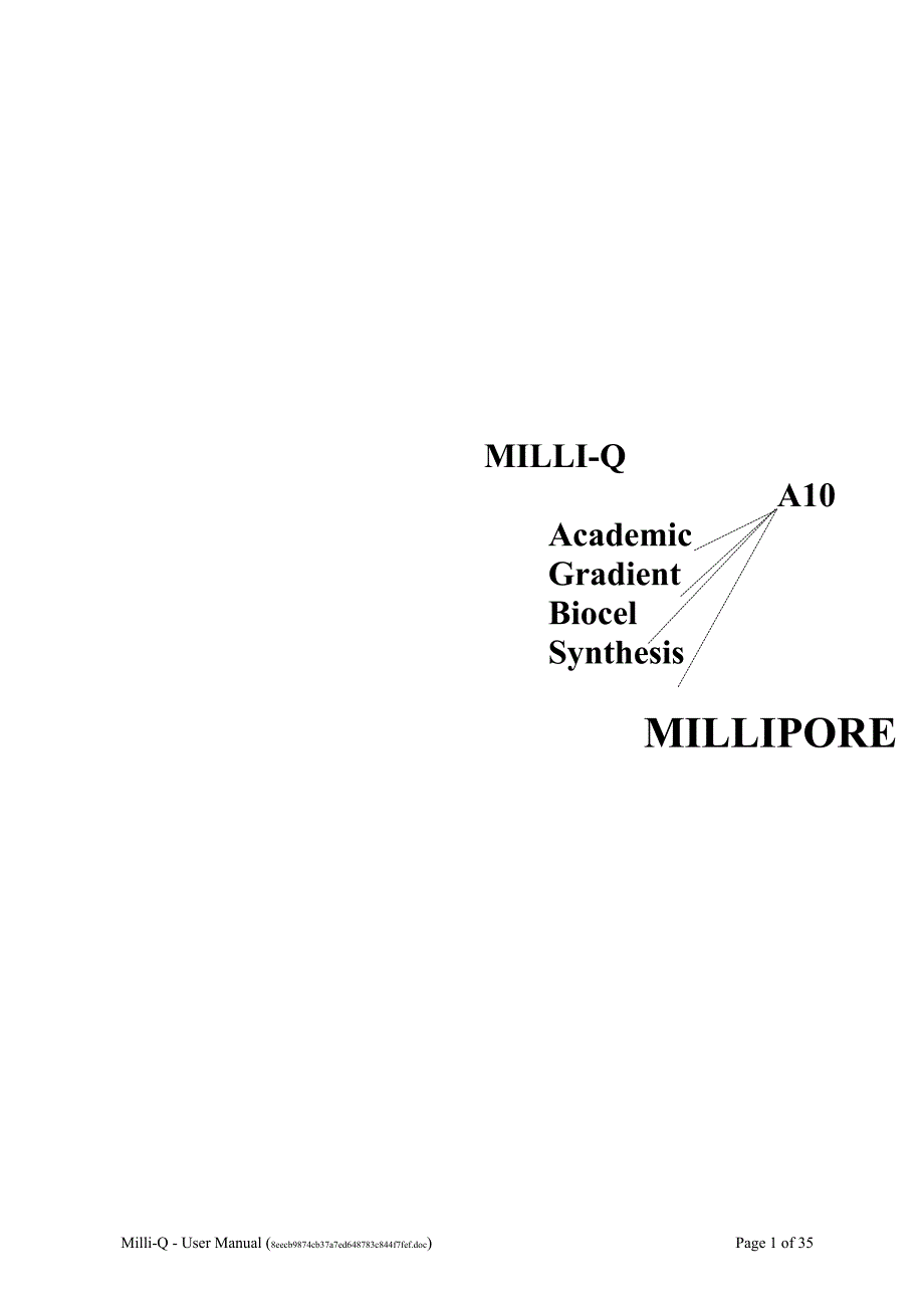 millipore超纯水制造系统操作及保养手册.doc_第1页