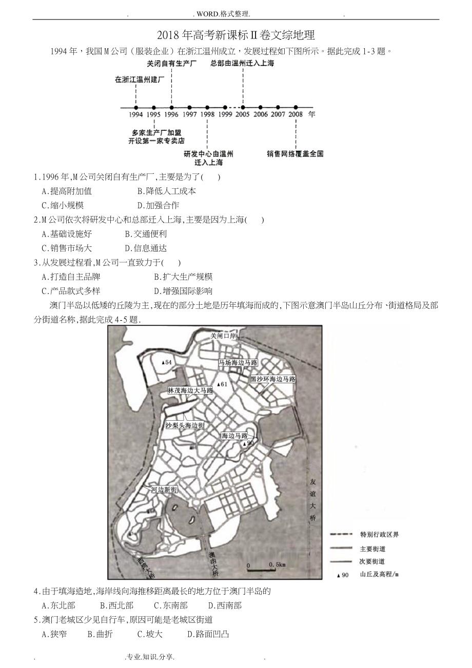 全国高考文综卷2地理试题高清版含答案解析_第1页