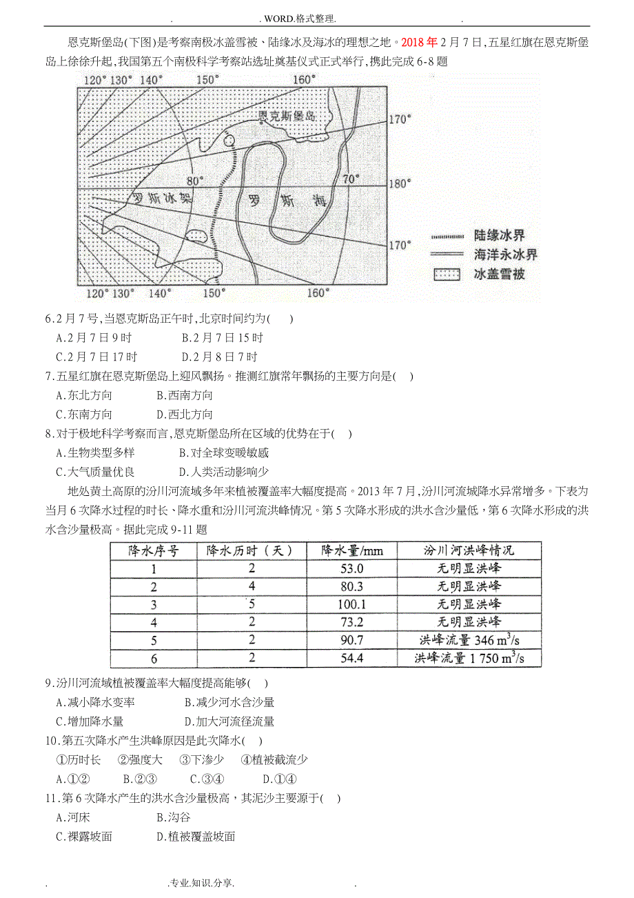 全国高考文综卷2地理试题高清版含答案解析_第2页