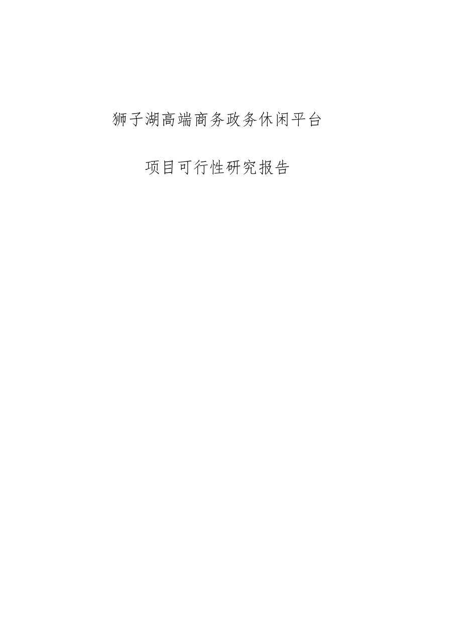 某湖高端商务政务休闲平台项目可行性研究报告_第1页