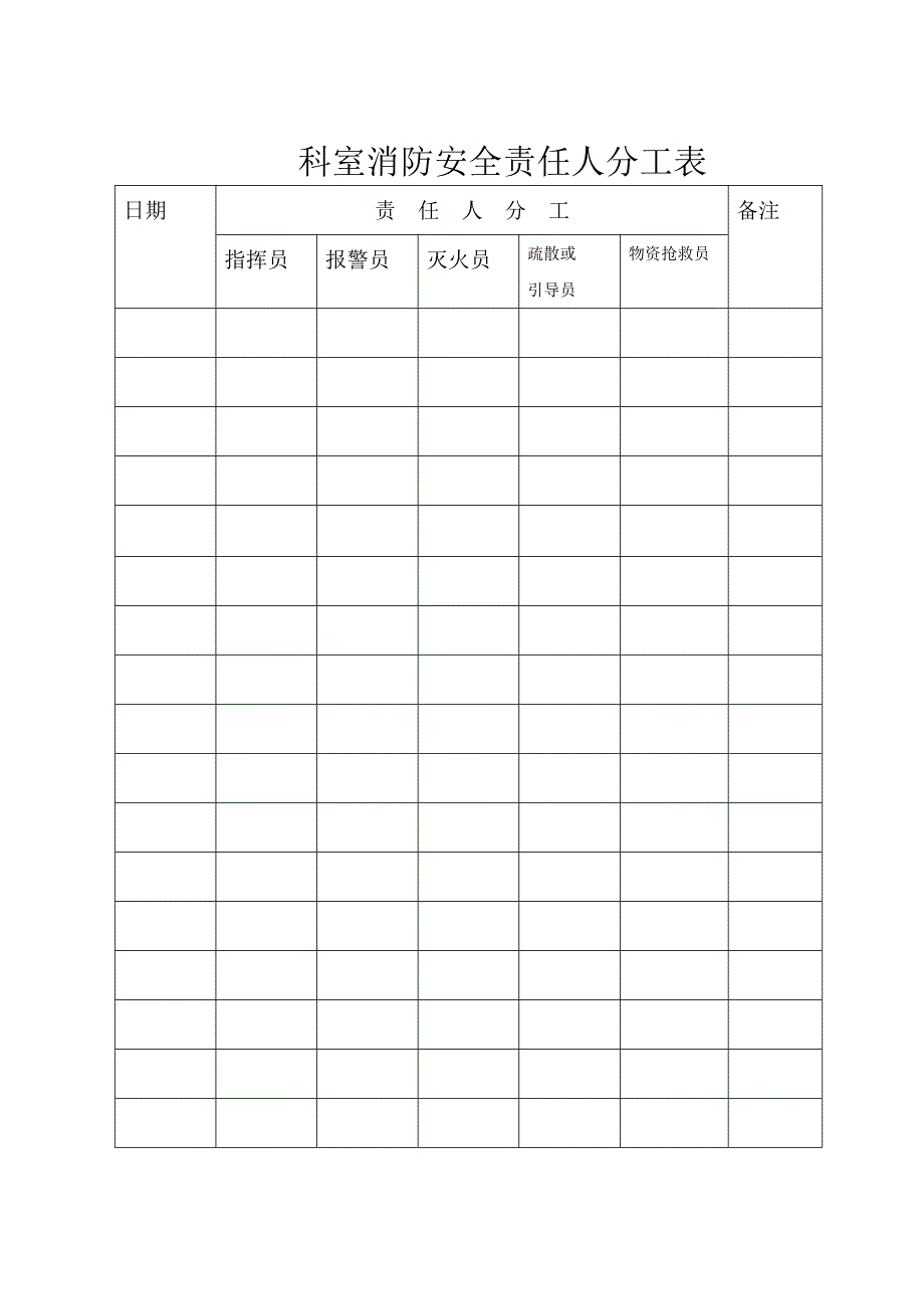 科室消防安全责任人分工表_第1页