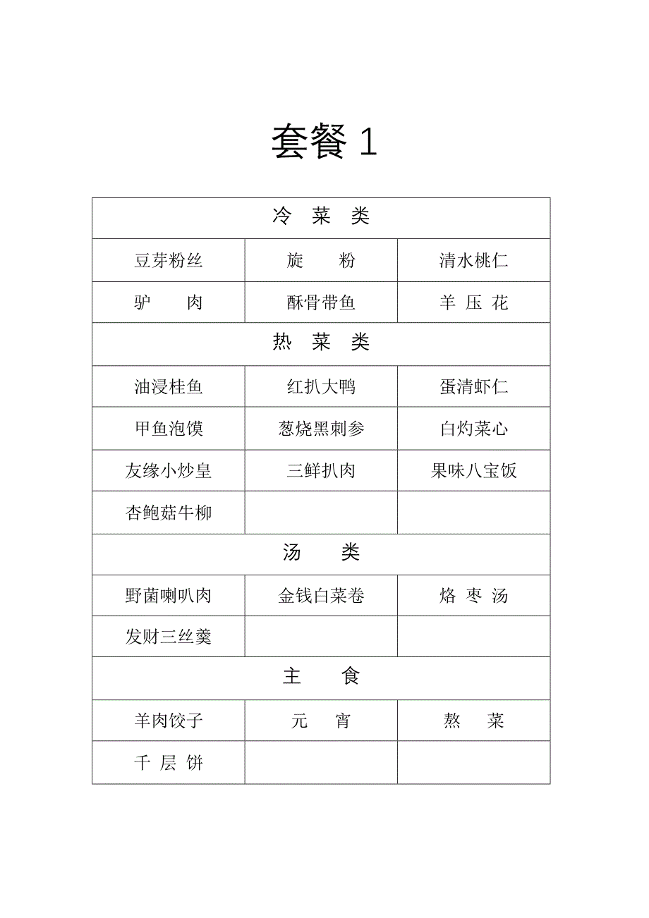 新年套餐菜谱.doc_第1页