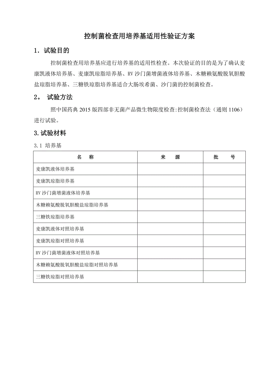 控制菌检查用培养基适用性验证方案_第1页
