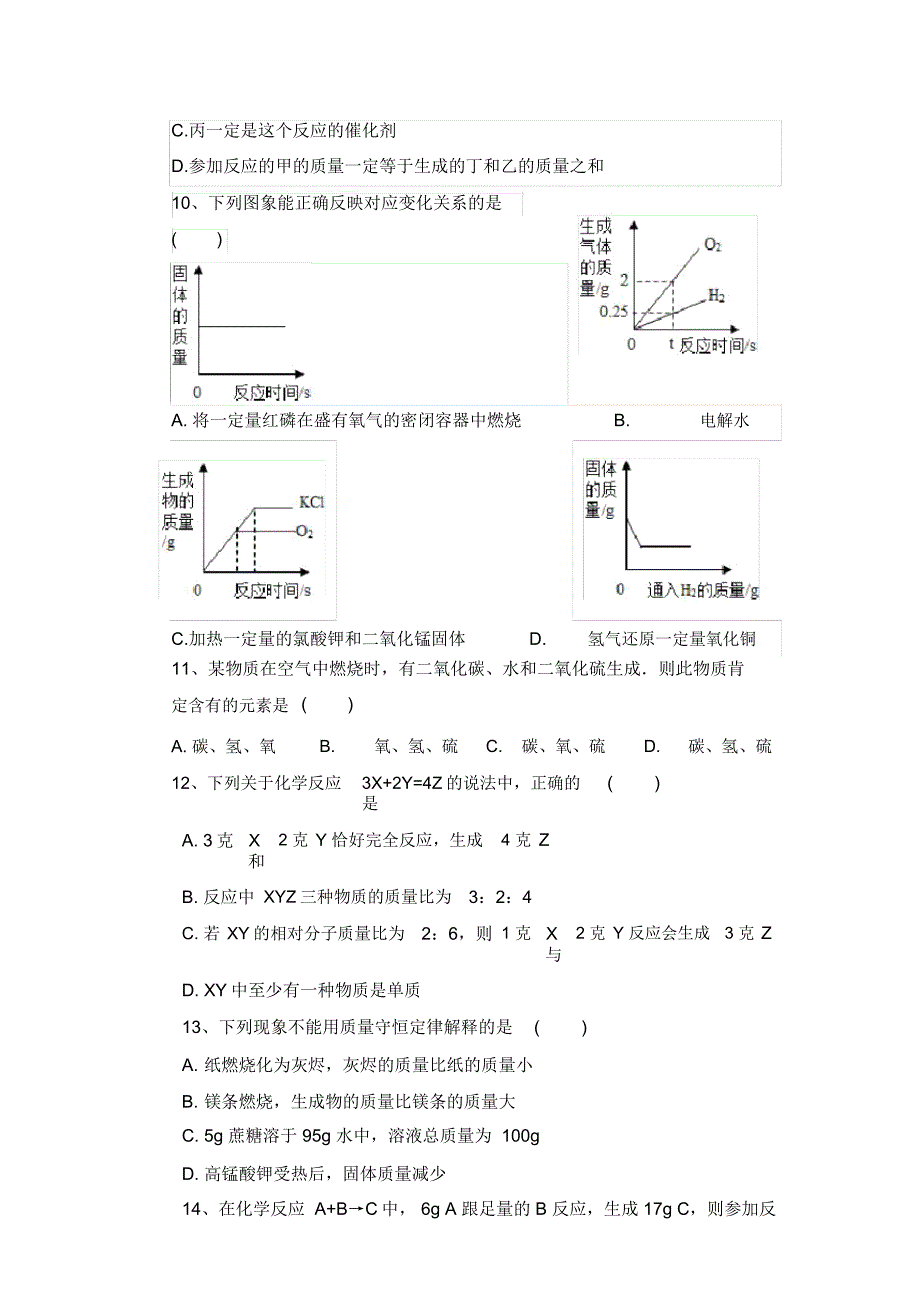 质量守恒定律典型题练习_第5页