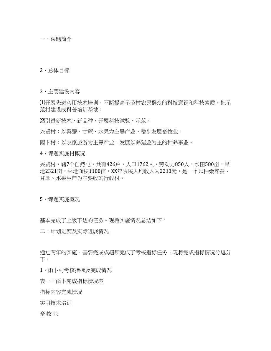 社会主义新农村科技示范村建设工作总结.docx_第1页