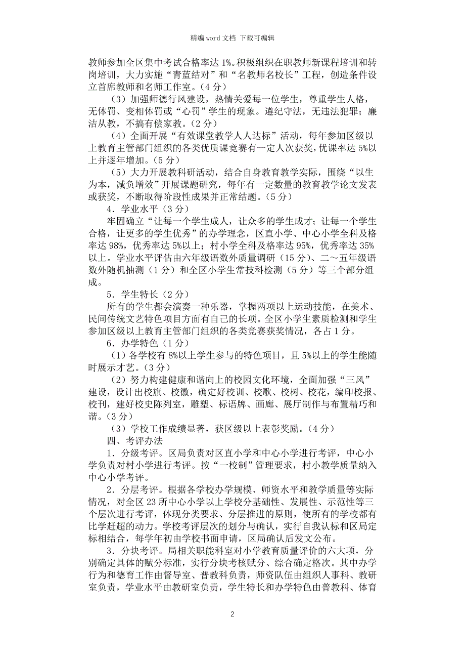 2021年小学教育质量综合评价方案及细则_第2页