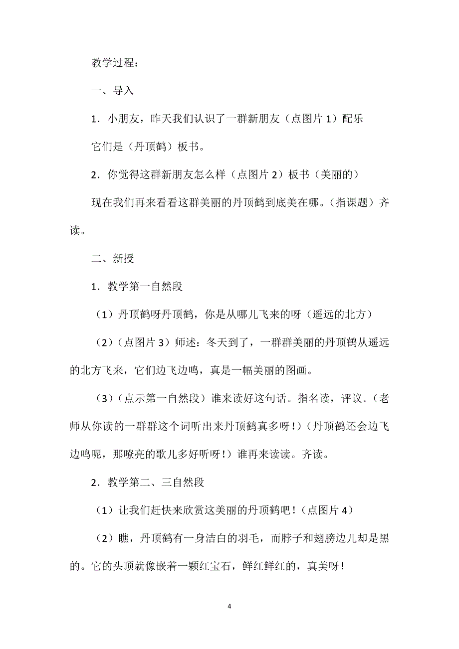 小学语文二年级教案——《美丽的丹顶鹤》教学设计之四_第4页