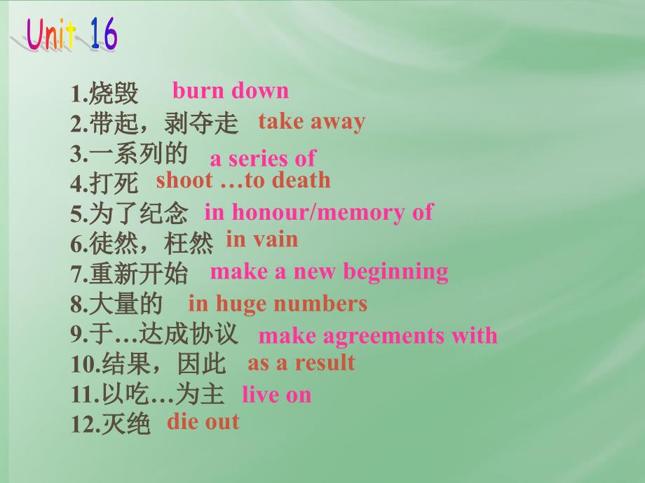 高二英语 senior2 phrasesChunhui Middle School Ivan FangUnit 16_第2页