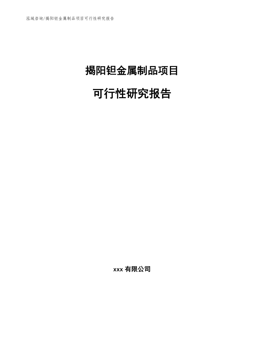 揭阳钽金属制品项目可行性研究报告_第1页